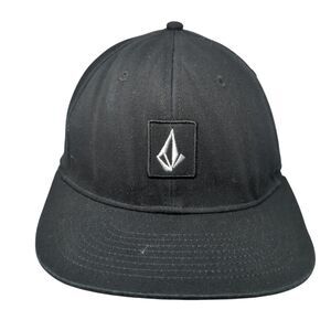 Volcom Snapback Hat Black One Size Adjustable Embroidered 6 Panel Cotton